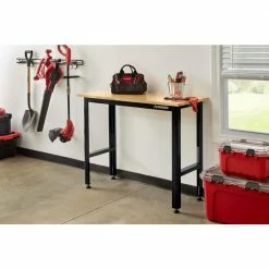 Husky 4 ft. Solid Wood Top Workbench in Black -ToolHub Shop husky workbenches 20t002 1b e1 1000