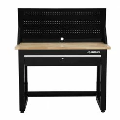 Husky 4 ft. Solid Wood Top Workbench in Black with Pegboard and 1 Drawer 16 Husky 4 ft. Solid Wood Top Workbench in Black with Pegboard and 1 Drawer -ToolHub Shop husky workbenches g4801s us c3 1000