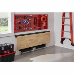 Husky 6 ft. Folding Adjustable Height Solid Wood Top Workbench in Black -ToolHub Shop husky workbenches g7200fw us 77 1000
