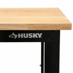 Husky 6 ft. Adjustable Height Solid Wood Top Workbench in Black for Ready to Assemble Steel Garage Storage System -ToolHub Shop husky workbenches g7200s us 66 1000