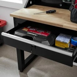 Husky 6 ft. Solid Wood Top Workbench in Black with Pegboard and 2 Drawers 9 Husky 6 ft. Solid Wood Top Workbench in Black with Pegboard and 2 Drawers -ToolHub Shop husky workbenches g7202s us 40 1000