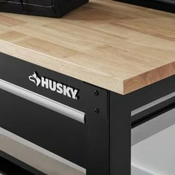 Husky 6 ft. Solid Wood Top Workbench in Black with Pegboard and 2 Drawers 8 Husky 6 ft. Solid Wood Top Workbench in Black with Pegboard and 2 Drawers -ToolHub Shop husky workbenches g7202s us e1 1000