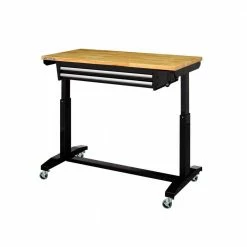 Husky 46 in. Adjustable Height Work Table with 2-Drawers in Black -ToolHub Shop husky workbenches holt4602b12 4f 1000