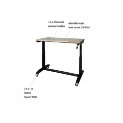 Husky 46 in. W x 24 in. D Steel Adjustable Height Solid Wood Top Workbench Table in Black 21 Husky 46 in. W x 24 in. D Steel Adjustable Height Solid Wood Top Workbench Table in Black -ToolHub Shop husky workbenches holt46xdb12 1d 1000