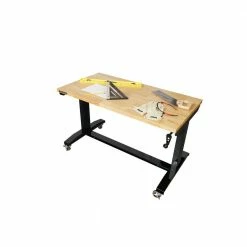 Husky 46 in. W x 24 in. D Steel Adjustable Height Solid Wood Top Workbench Table in Black 19 Husky 46 in. W x 24 in. D Steel Adjustable Height Solid Wood Top Workbench Table in Black -ToolHub Shop husky workbenches holt46xdb12 40 1000