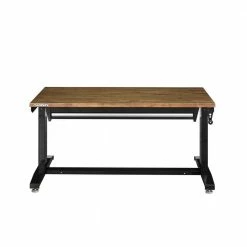 Husky 52 in.W x 24 in. D Steel 1-Drawer Adjustable Height Workbench with Dark Stained Wood Top in Gloss Black 25 Husky 52 in.W x 24 in. D Steel 1-Drawer Adjustable Height Workbench with Dark Stained Wood Top in Gloss Black -ToolHub Shop husky workbenches holt5201b11 44 1000