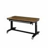 Husky 52 in.W x 24 in. D Steel 1-Drawer Adjustable Height Workbench with Dark Stained Wood Top in Gloss Black -ToolHub Shop husky workbenches holt5201b11 64 1000