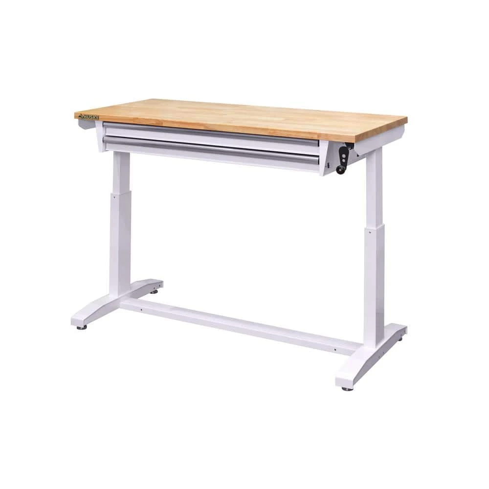 Husky 52 in. Adjustable Height Workbench Table with 2-Drawers in White 13 Husky 52 in. Adjustable Height Workbench Table with 2-Drawers in White - Image 11