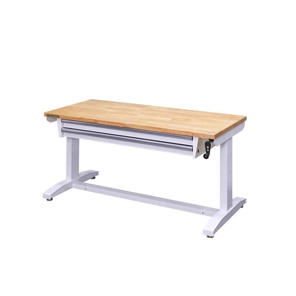 Husky 52 in. Adjustable Height Workbench Table with 2-Drawers in White 11 Husky 52 in. Adjustable Height Workbench Table with 2-Drawers in White - Image 9