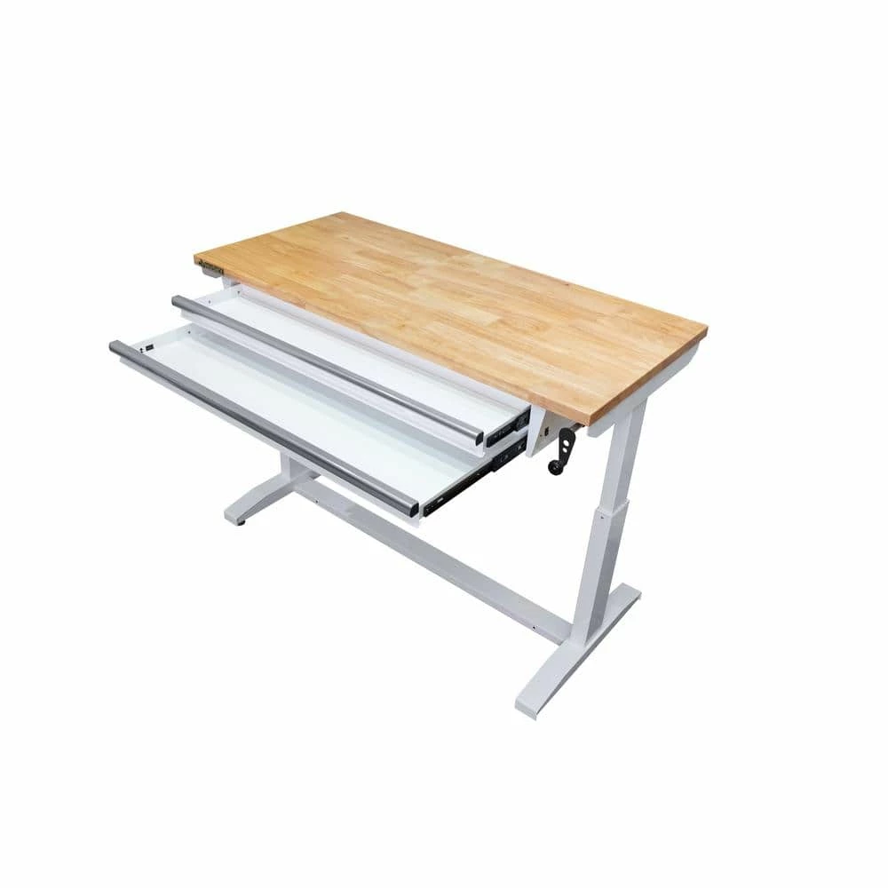 Husky 52 in. Adjustable Height Workbench Table with 2-Drawers in White 9 Husky 52 in. Adjustable Height Workbench Table with 2-Drawers in White - Image 7