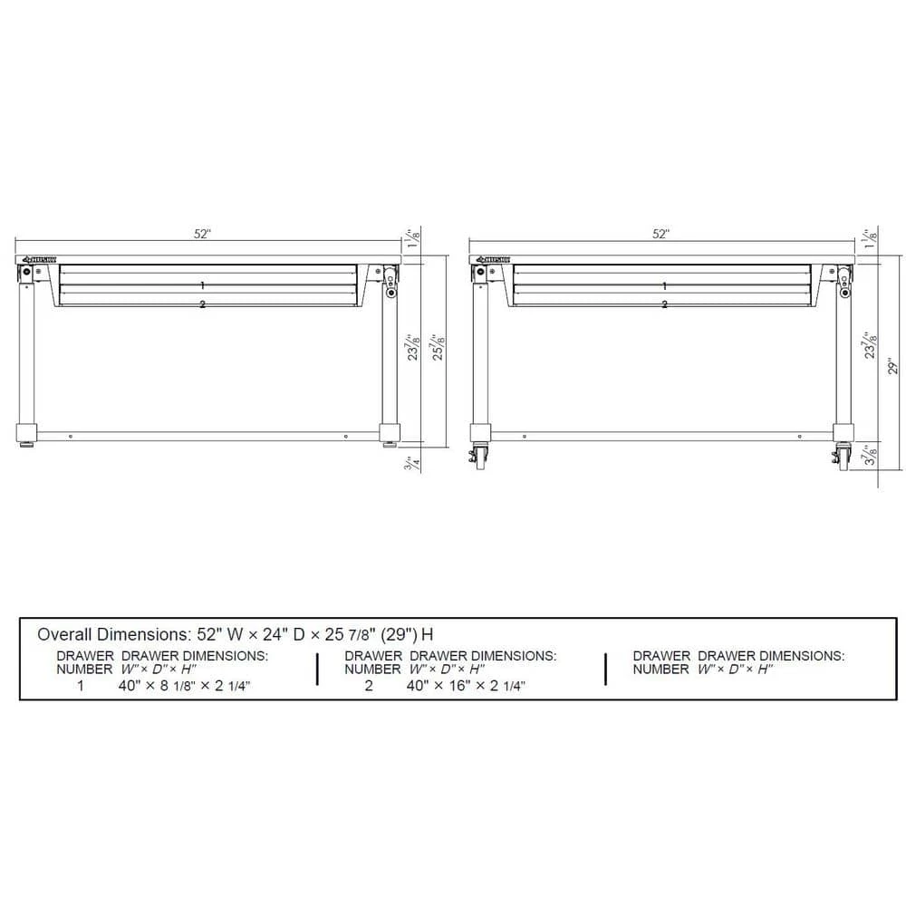 Husky 52 in. Adjustable Height Workbench Table with 2-Drawers in White 10 Husky 52 in. Adjustable Height Workbench Table with 2-Drawers in White - Image 8