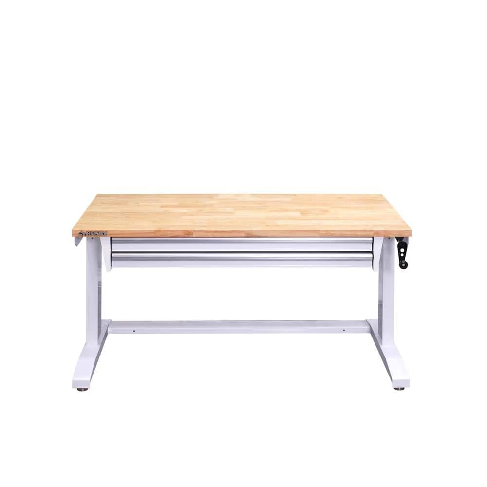 Husky 52 in. Adjustable Height Workbench Table with 2-Drawers in White 14 Husky 52 in. Adjustable Height Workbench Table with 2-Drawers in White - Image 12