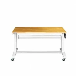 Husky 52 in. W x 24 in. D Steel 2-Drawer Adjustable Height Solid Wood Top Workbench Table in White 26 Husky 52 in. W x 24 in. D Steel 2-Drawer Adjustable Height Solid Wood Top Workbench Table in White -ToolHub Shop husky workbenches holt5202bj2 1f 1000