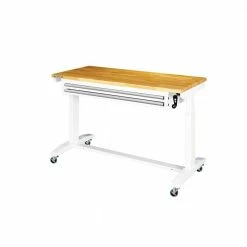 Husky 52 in. W x 24 in. D Steel 2-Drawer Adjustable Height Solid Wood Top Workbench Table in White 19 Husky 52 in. W x 24 in. D Steel 2-Drawer Adjustable Height Solid Wood Top Workbench Table in White -ToolHub Shop husky workbenches holt5202bj2 40 1000