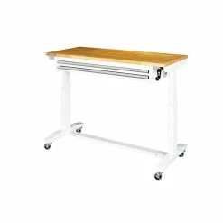 Husky 52 in. W x 24 in. D Steel 2-Drawer Adjustable Height Solid Wood Top Workbench Table in White 27 Husky 52 in. W x 24 in. D Steel 2-Drawer Adjustable Height Solid Wood Top Workbench Table in White -ToolHub Shop husky workbenches holt5202bj2 44 1000