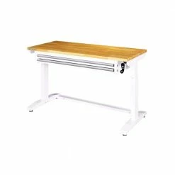 Husky 52 in. W x 24 in. D Steel 2-Drawer Adjustable Height Solid Wood Top Workbench Table in White 22 Husky 52 in. W x 24 in. D Steel 2-Drawer Adjustable Height Solid Wood Top Workbench Table in White -ToolHub Shop husky workbenches holt5202bj2 66 1000