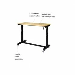 Husky 52 in. W x 24 in. D Adjustable Height Solid Wood Top Workbench Table in Black 19 Husky 52 in. W x 24 in. D Adjustable Height Solid Wood Top Workbench Table in Black -ToolHub Shop husky workbenches holt52xdb12 1d 1000