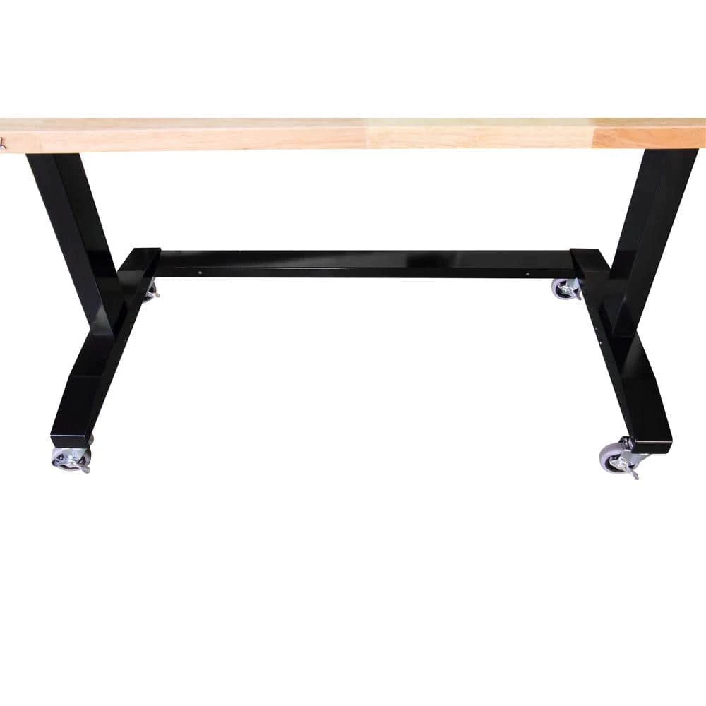 Husky Two Pack 52 in. and 62 in. Adjustable Height Work Tables with Solid Wood Tops in Black 8 Husky Two Pack 52 in. and 62 in. Adjustable Height Work Tables with Solid Wood Tops in Black - Image 6