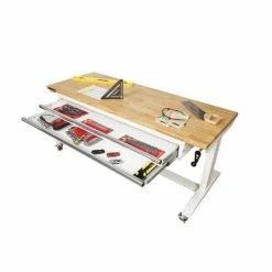 Husky 62 in. Adjustable Height Work with 2-Drawers Table in White -ToolHub Shop husky workbenches holt6202bj2 1d 1000