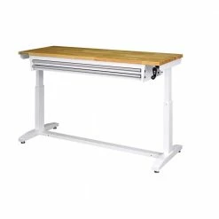 Husky 62 in. Adjustable Height Work with 2-Drawers Table in White -ToolHub Shop husky workbenches holt6202bj2 c3 1000