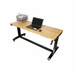 Husky 62 in. W x 24 in. D Adjustable Height Solid Wood Top Workbench Table in Black -ToolHub Shop husky workbenches holt62xdb12 40 1000