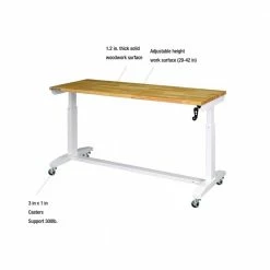 Husky 62 in. Adjustable Height Work Table in White -ToolHub Shop husky workbenches holt62xdbj2 a0 1000