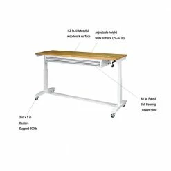 Husky 72 in. 2-Drawers Adjustable Height Work Table in White -ToolHub Shop husky workbenches holt7202bj2 a0 1000