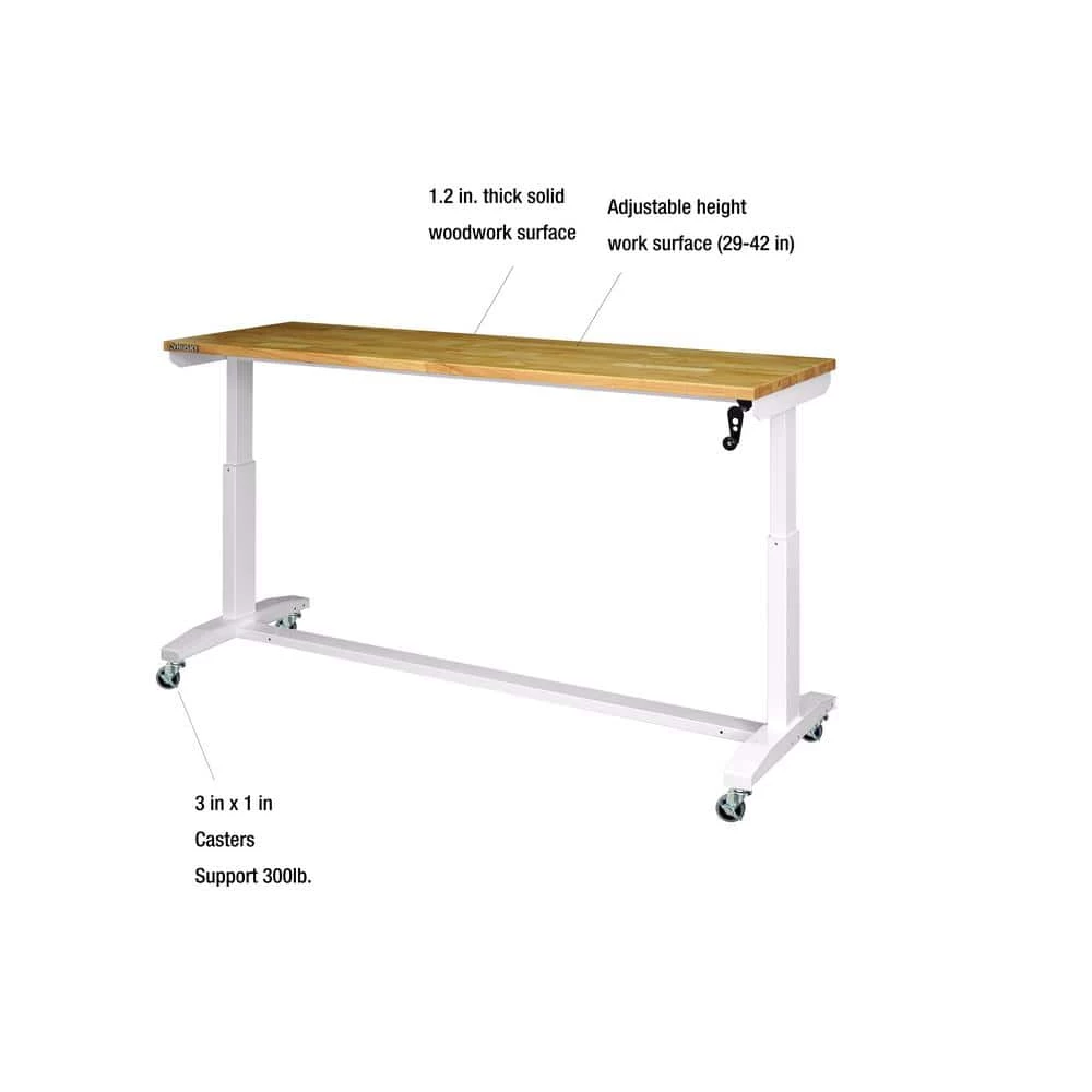 Husky 72 in. Adjustable Height Work Table in White 7 Husky 72 in. Adjustable Height Work Table in White - Image 5