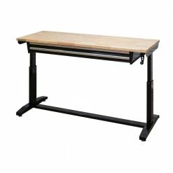 Husky 62 in. Adjustable Height Workbench Table with 2-Drawers in Black -ToolHub Shop husky workbenches hotl6202b12 1d 1000