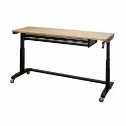 Husky 72 in. Adjustable Height Workbench Table with 2-Drawers in Black -ToolHub Shop husky workbenches hotl7202b12 1d 1000
