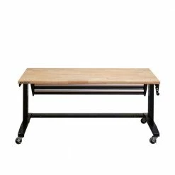Husky 72 in. Adjustable Height Workbench Table with 2-Drawers in Black -ToolHub Shop husky workbenches hotl7202b12 1f 1000
