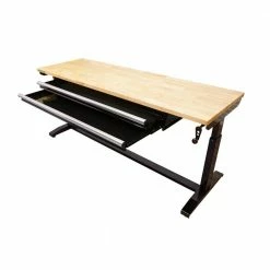 Husky 72 in. Adjustable Height Workbench Table with 2-Drawers in Black -ToolHub Shop husky workbenches hotl7202b12 76 1000