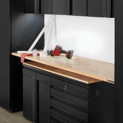 Husky 84 in. Solid Wood Work Surface for Heavy Duty Welded Steel Garage Storage System -ToolHub Shop husky workbenches htc1000003 31 1000