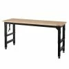 Husky 6 ft. Adjustable Height Solid Wood Top Workbench in Black for Heavy Duty Welded Steel Garage Storage System -ToolHub Shop husky workbenches htc1000004 64 1000