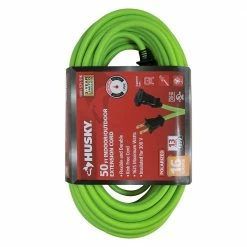Husky 50 ft. 16/2 Indoor/Outdoor Extension Cord, Green -ToolHub Shop lime green husky general purpose cords hw16250hlg 40 1000