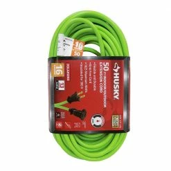 Husky 50 ft. 16/2 Indoor/Outdoor Extension Cord, Green -ToolHub Shop lime green husky general purpose cords hw16250hlg c3 1000