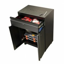 Husky Regular Duty Welded 24-Gauge Steel 1-Drawer 2-Door Garage Base Cabinet in Black (24 in. W x 33 in. H x 16 in. D) -ToolHub Shop matte black powder coating husky free standing cabinets g2401b us 1d 1000