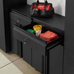 Husky Regular Duty Welded 24-Gauge Steel 1-Drawer 2-Door Garage Base Cabinet in Black (24 in. W x 33 in. H x 16 in. D) -ToolHub Shop matte black powder coating husky free standing cabinets g2401b us 66 1000