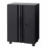 Husky Regular Duty Welded 24-Gauge Steel 2-Door Garage Base Cabinet in Black (24 in. W x 33 in. H x 16 in. D) -ToolHub Shop matte black powder coating husky free standing cabinets g2402b us 64 1000