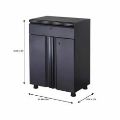 Husky Regular Duty Welded 24-Gauge Steel 1-Drawer 2-Door Garage Base Cabinet in Black (24 in. W x 33 in. H x 16 in. D) -ToolHub Shop matte black powder coating husky free standing cabinets h24bc1drw 76 1000