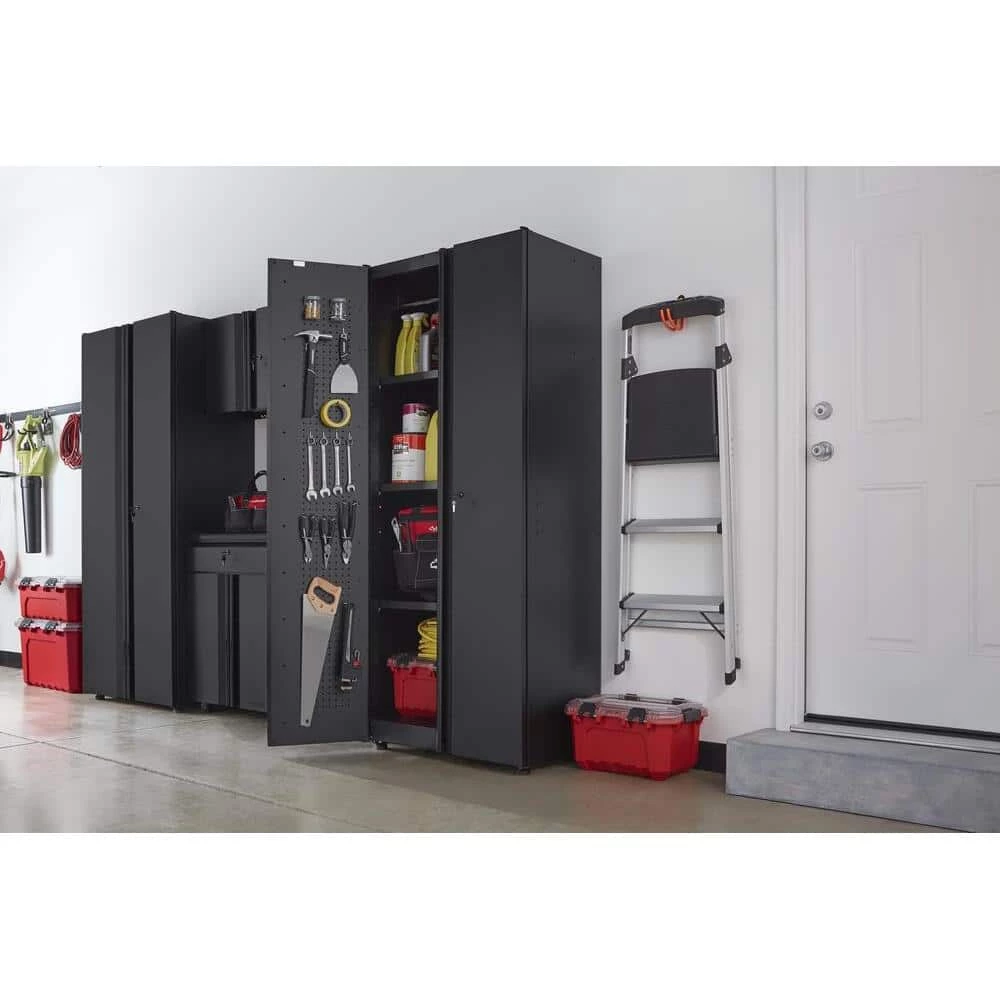 Husky Regular Duty Welded 24-Gauge Steel Freestanding Garage Cabinet in Black (31 in. W x 75 in. H x 20 in. D) 4 Husky Regular Duty Welded 24-Gauge Steel Freestanding Garage Cabinet in Black (31 in. W x 75 in. H x 20 in. D) - Image 2
