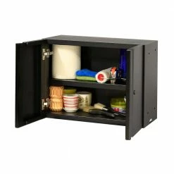 Husky Regular Duty Welded 24-Gauge Steel Wall Mounted Garage Cabinet in Black (24 in. W x 18 in. H x 12 in. D) 17 Husky Regular Duty Welded 24-Gauge Steel Wall Mounted Garage Cabinet in Black (24 in. W x 18 in. H x 12 in. D) -ToolHub Shop matte black powder coating husky wall mounted cabinets g2402w us 66 1000