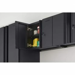 Husky Regular Duty Welded 24-Gauge Steel Wall Mounted Garage Cabinet in Black (24 in. W x 18 in. H x 12 in. D) 13 Husky Regular Duty Welded 24-Gauge Steel Wall Mounted Garage Cabinet in Black (24 in. W x 18 in. H x 12 in. D) -ToolHub Shop matte black powder coating husky wall mounted cabinets g2402w us e1 1000