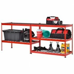 Husky 5-Tier Heavy Duty Steel Garage Storage Shelving Unit in Red (48 in. W x 78 in. H x 24 in. D) 21 Husky 5-Tier Heavy Duty Steel Garage Storage Shelving Unit in Red (48 in. W x 78 in. H x 24 in. D) -ToolHub Shop red black husky freestanding shelving units mr482478w5 r 1d 1000