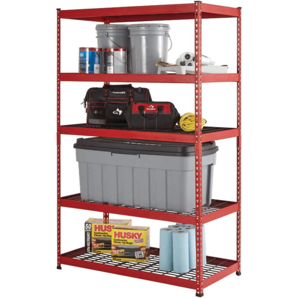 Husky 5-Tier Heavy Duty Steel Garage Storage Shelving Unit in Red (48 in. W x 78 in. H x 24 in. D) 9 Husky 5-Tier Heavy Duty Steel Garage Storage Shelving Unit in Red (48 in. W x 78 in. H x 24 in. D) - Image 7