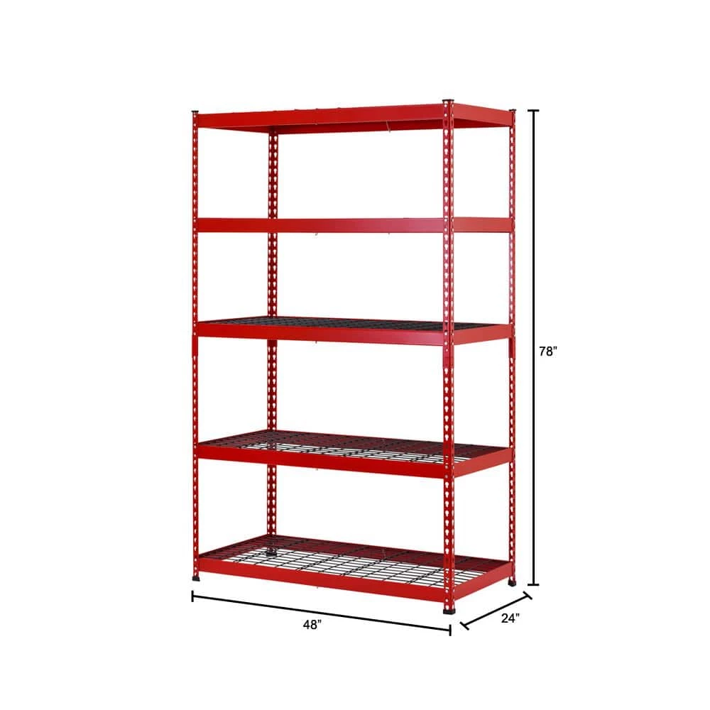 Husky 5-Tier Heavy Duty Steel Garage Storage Shelving Unit in Red (48 in. W x 78 in. H x 24 in. D) 6 Husky 5-Tier Heavy Duty Steel Garage Storage Shelving Unit in Red (48 in. W x 78 in. H x 24 in. D) - Image 4