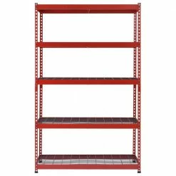 Husky 5-Tier Heavy Duty Steel Garage Storage Shelving Unit in Red (48 in. W x 78 in. H x 24 in. D) 24 Husky 5-Tier Heavy Duty Steel Garage Storage Shelving Unit in Red (48 in. W x 78 in. H x 24 in. D) -ToolHub Shop red black husky freestanding shelving units mr482478w5 r c3 1000
