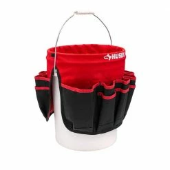 Husky 12 in. 30 Pocket Heavy Duty Bucket Jockey 5 Gallon In-Bucket Storage Tool Bag -ToolHub Shop red black husky tool bags hd10030 th 40 1000