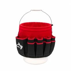 Husky 12 in. 30 Pocket Heavy Duty Bucket Jockey 5 Gallon In-Bucket Storage Tool Bag -ToolHub Shop red black husky tool bags hd10030 th 66 1000
