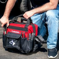 Husky 14 in. 13 Pocket Rolling Tool Bag -ToolHub Shop red black husky tool bags hd65014 th 44 1000